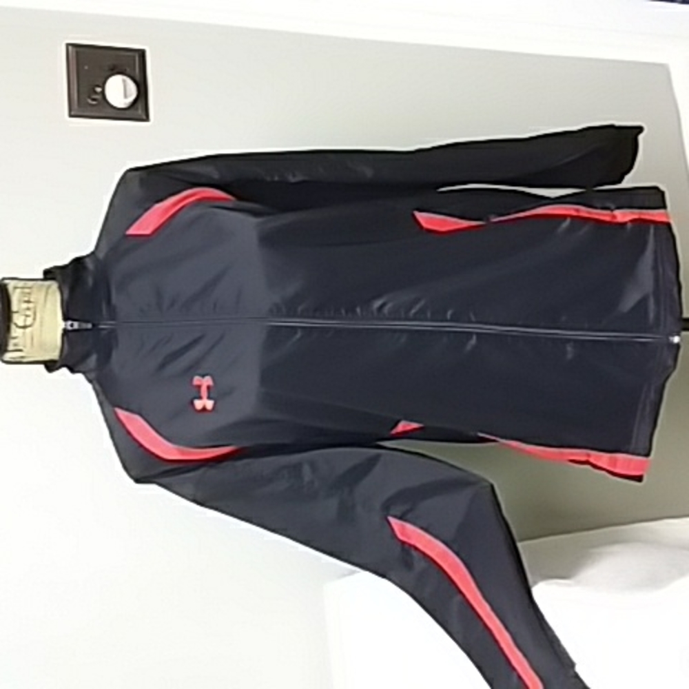 Men's Under Armour lightweight jacket/ windbreaker large black/red full zip up